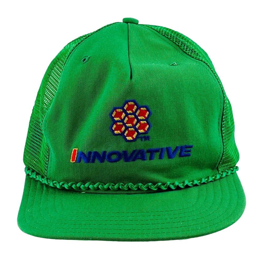 Vintage Innovative Logo Trucker Hat Green Mesh Rope New Era Snapback Cap